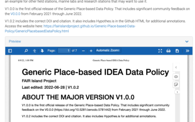 Generic Data Policy V1.0 Release and Github/Zenodo Workflow