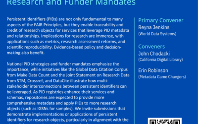 Call for AGU Abstracts for: IN19 Curating and Interconnecting Persistent Identifiers for Better Research and Funder Mandates